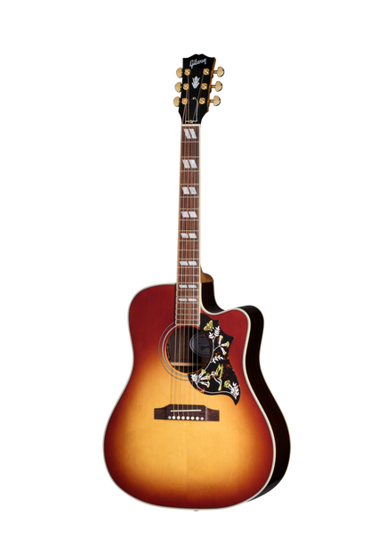Full frontal of Gibson Hummingbird Standard Rosewood EC Rosewood Burst.