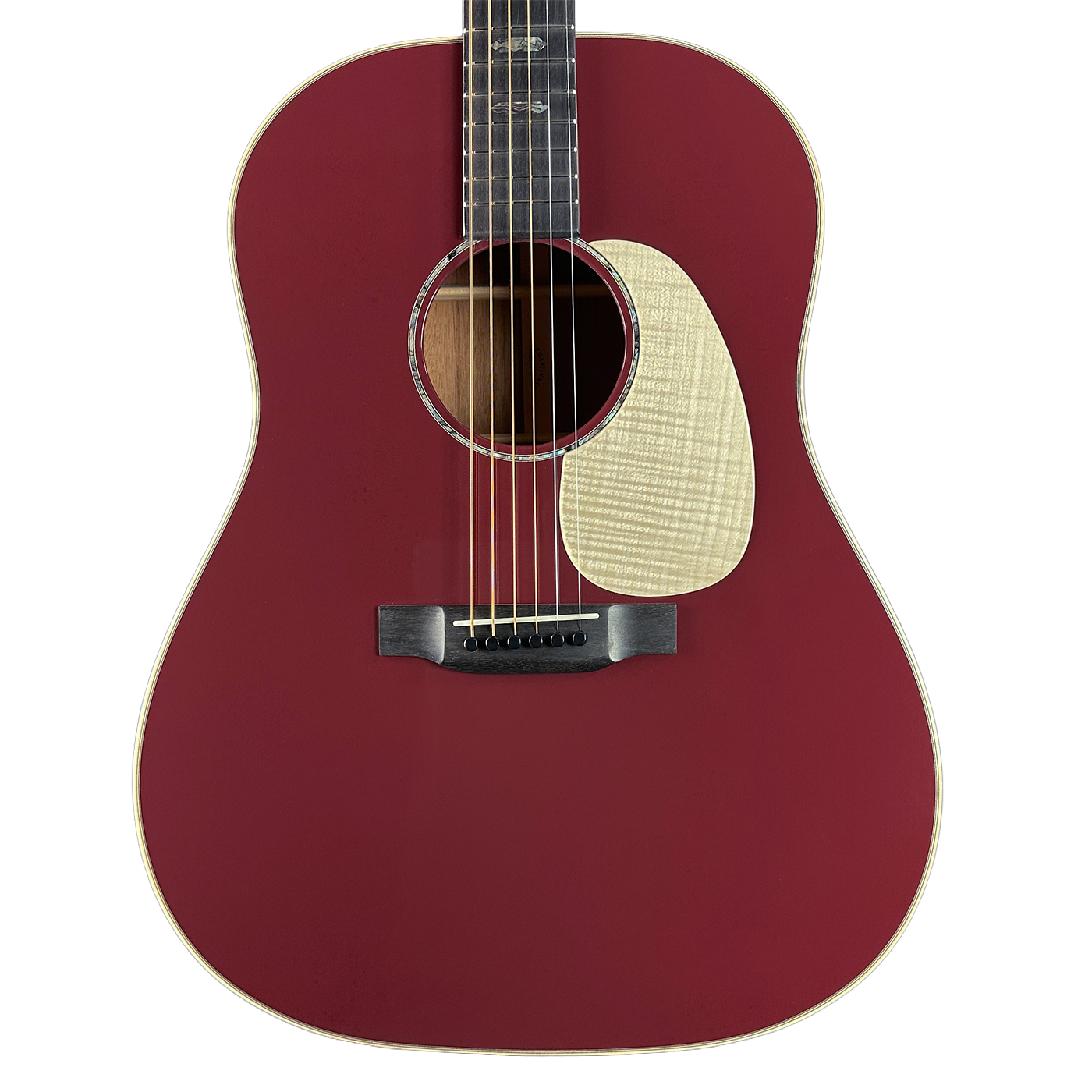 Front of Martin Custom Shop Slope Shoulder Dread Spruce/Mahogany Burgundy.