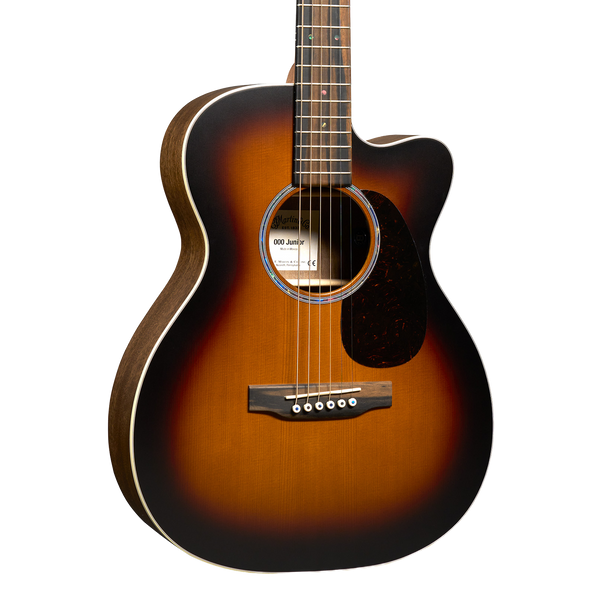 Front of Martin 000C Jr E Walnut Burst.