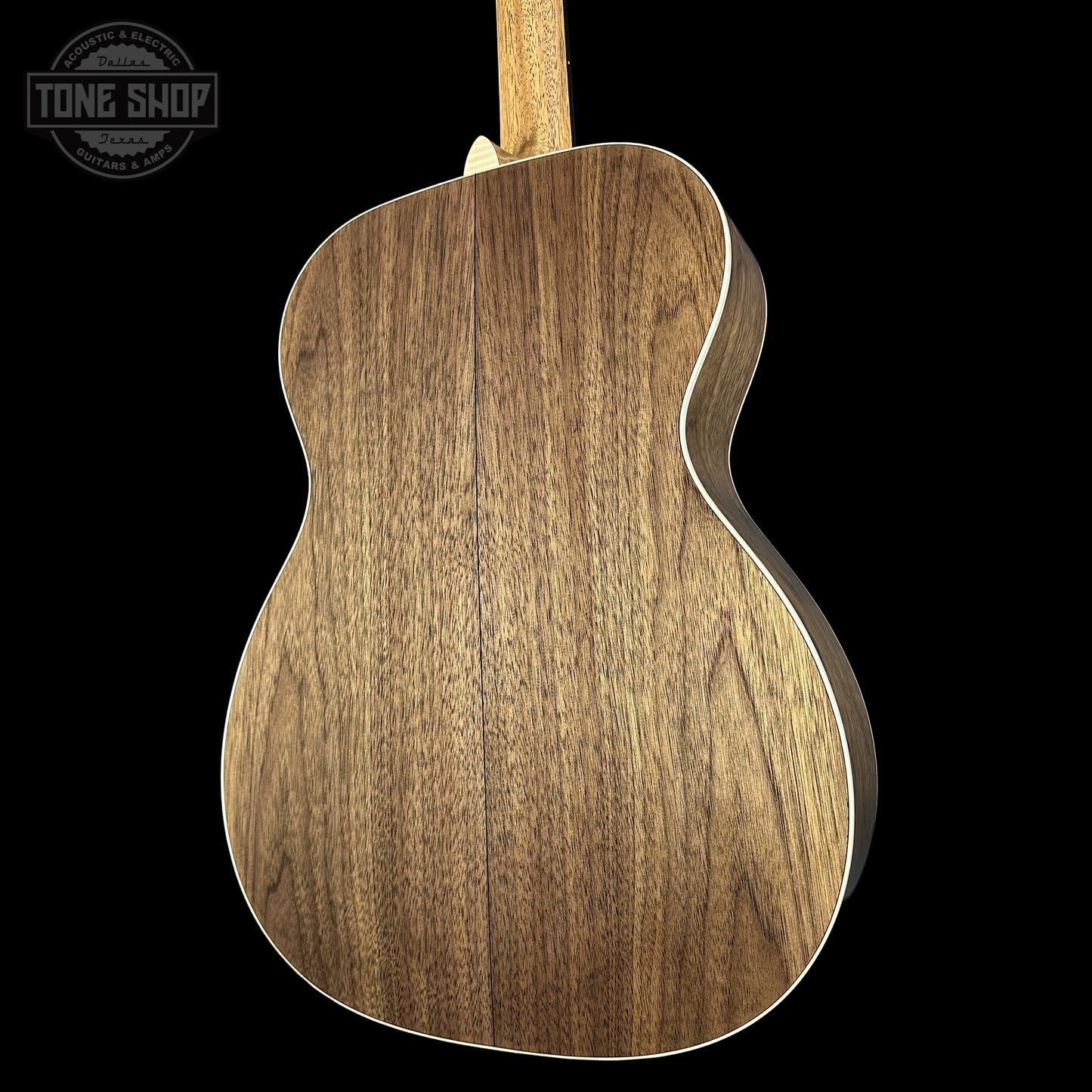 Back right angle of Martin Custom Shop 000-14F Factory Exclusive Sitka Black Walnut 2951130 body.