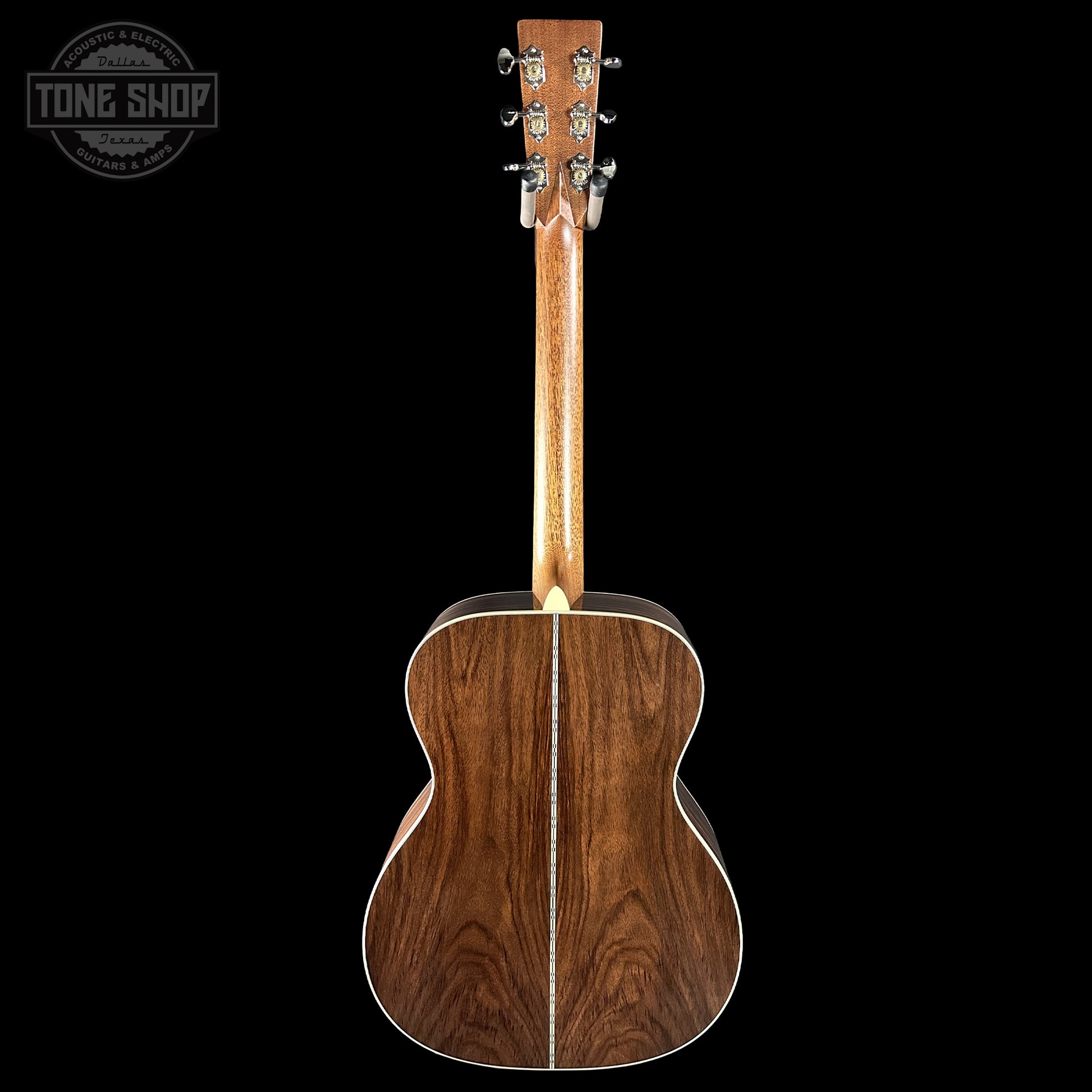 Back of Martin Custom Shop 000 14-Fret Wild Grain East Indian Rosewood.
