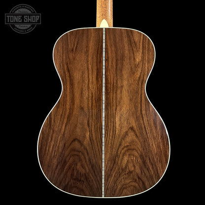 Back of Martin Custom Shop 000 14-Fret Wild Grain East Indian Rosewood body.