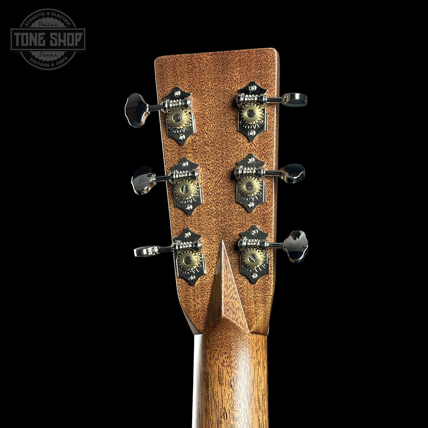 Back of Martin Custom Shop 000 14-Fret Wild Grain East Indian Rosewood headstock.