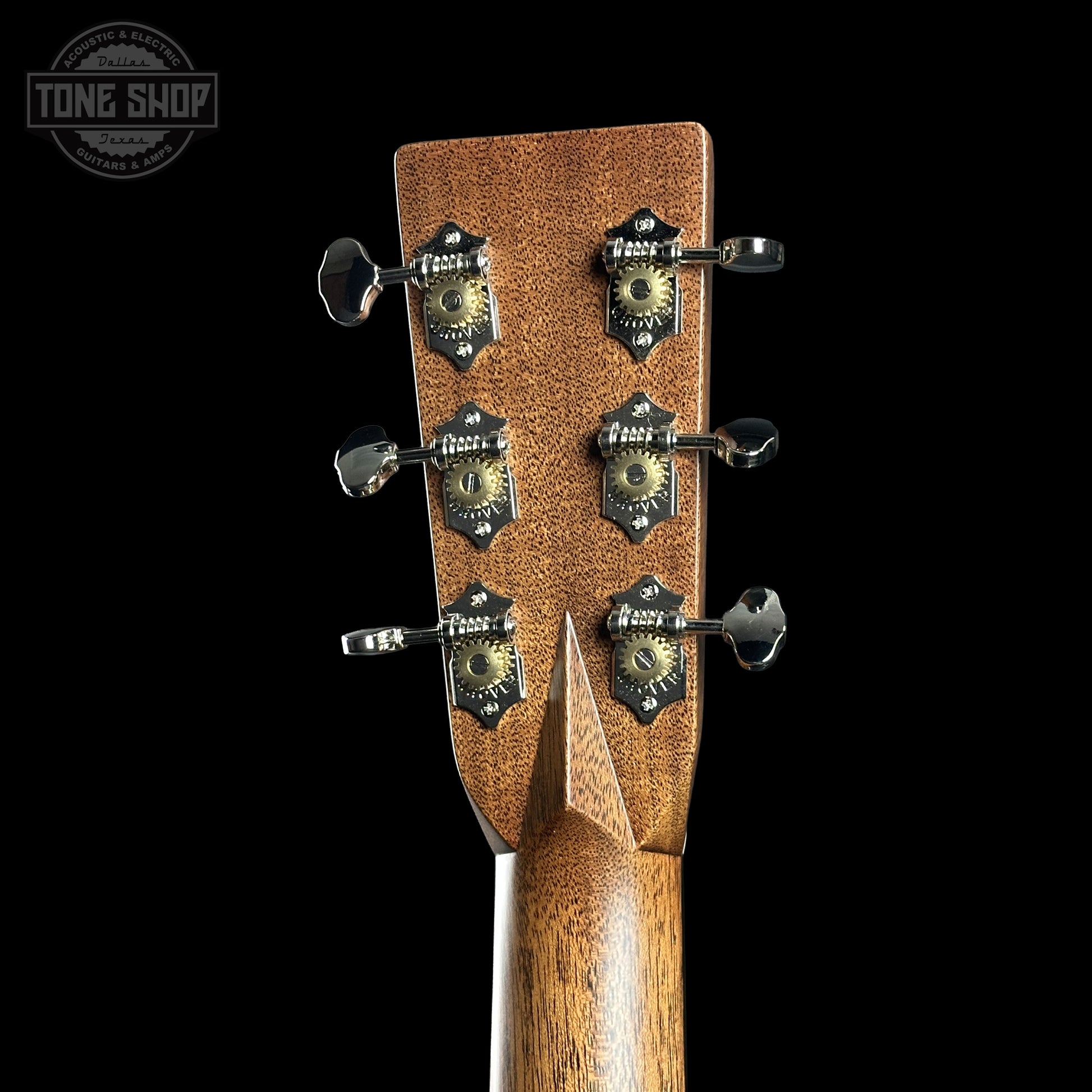 Back of Martin Custom Shop 000 14-Fret Wild Grain East Indian Rosewood headstock.