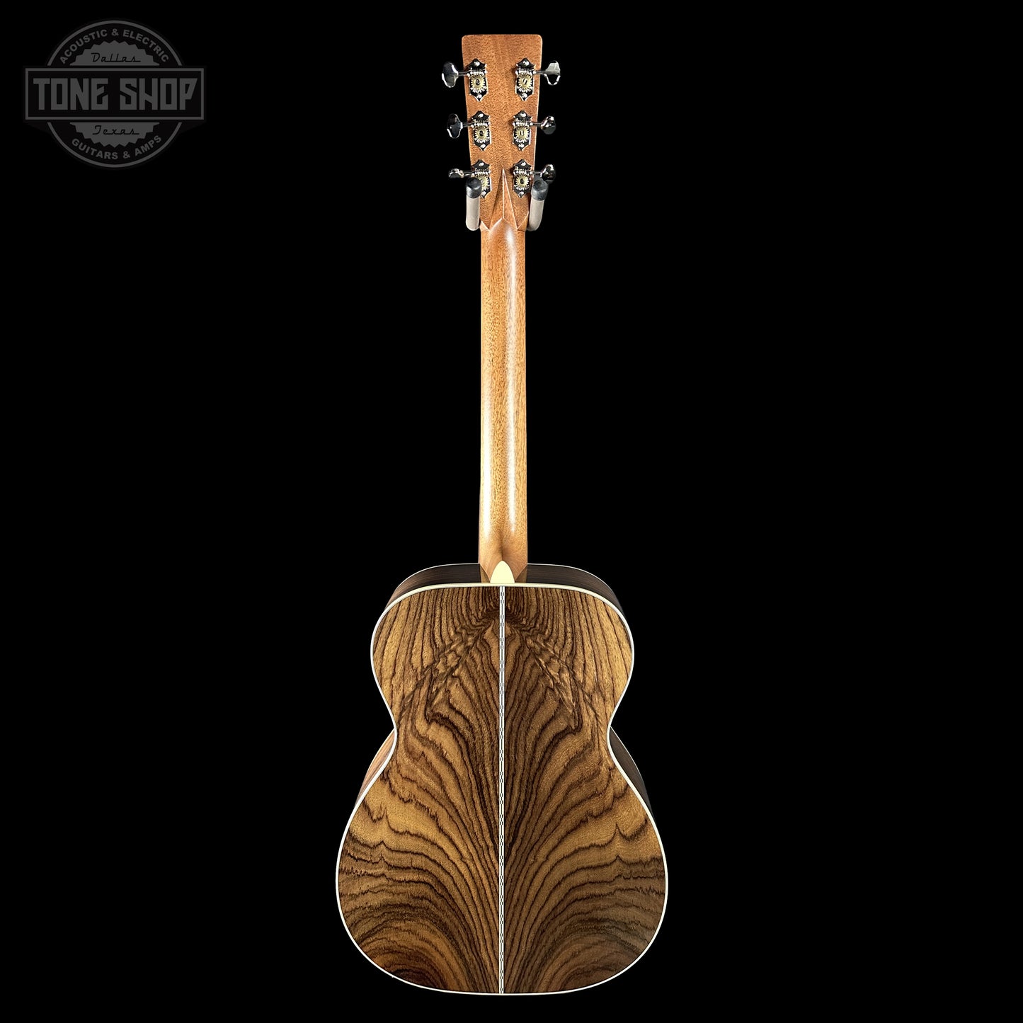 Back of Martin Custom Shop 00 14-Fret Wild Grain East Indian Rosewood.