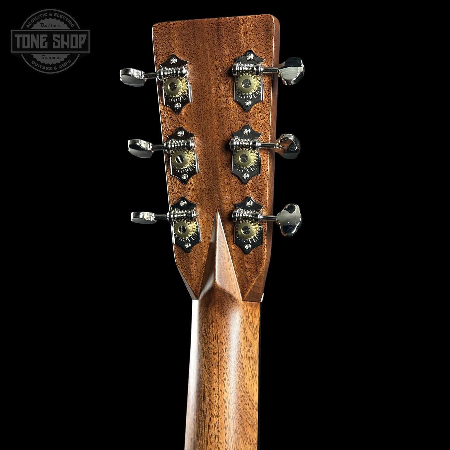 Back of Martin Custom Shop Dread 14-Fret Wild Grain East Indian Rosewood 2981106 headstock.