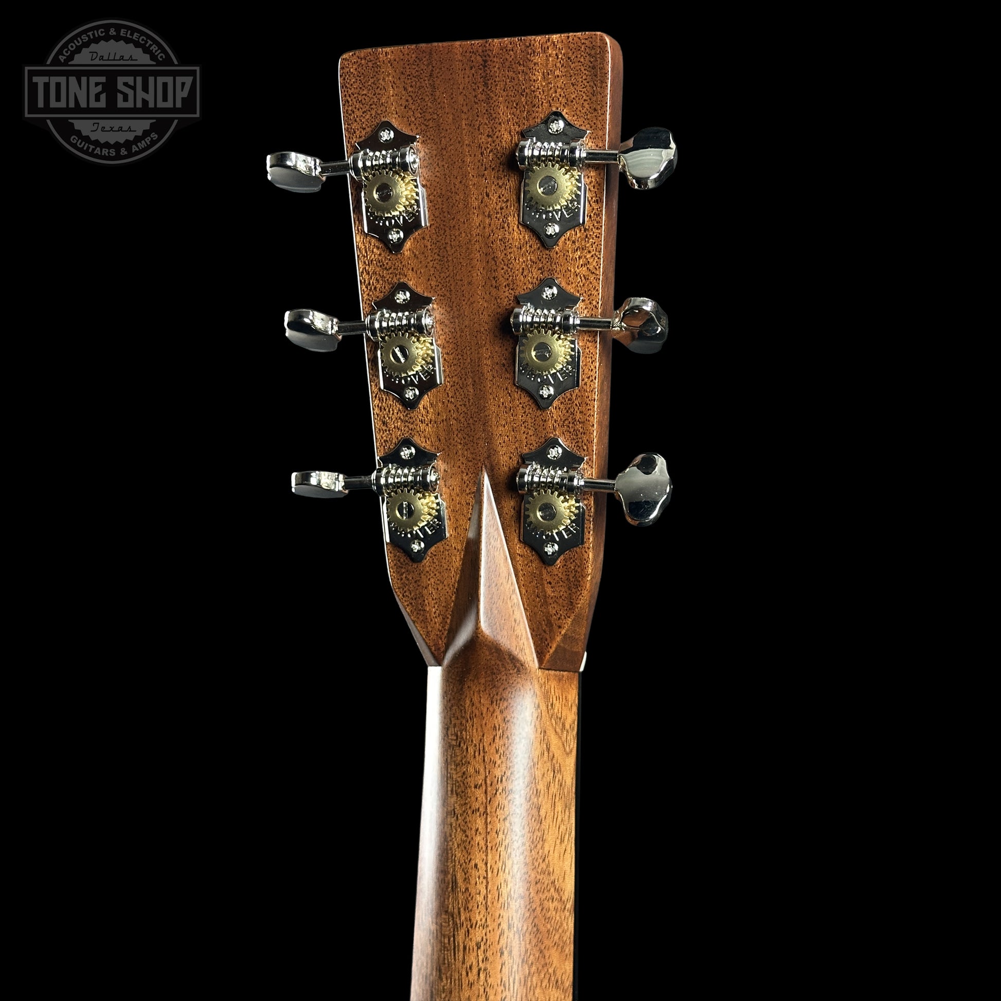 Back of Martin Custom Shop Dread 14-Fret Wild Grain East Indian Rosewood 2981106 headstock.