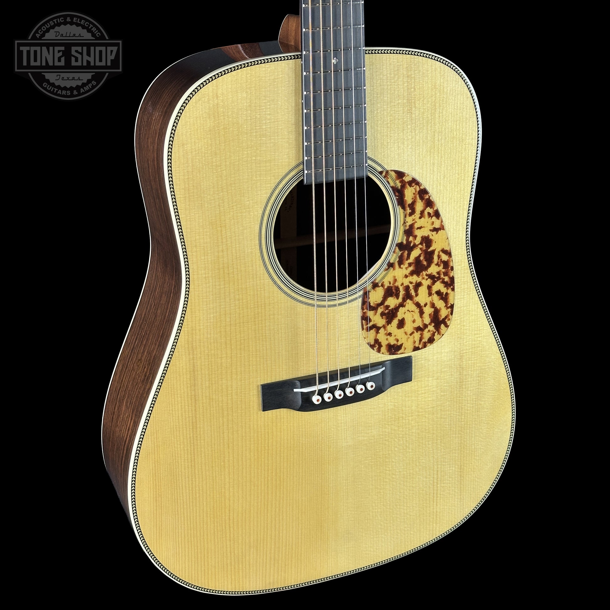 Front left angle of Martin Custom Shop Dread 14-Fret Wild Grain East Indian Rosewood 2981106.