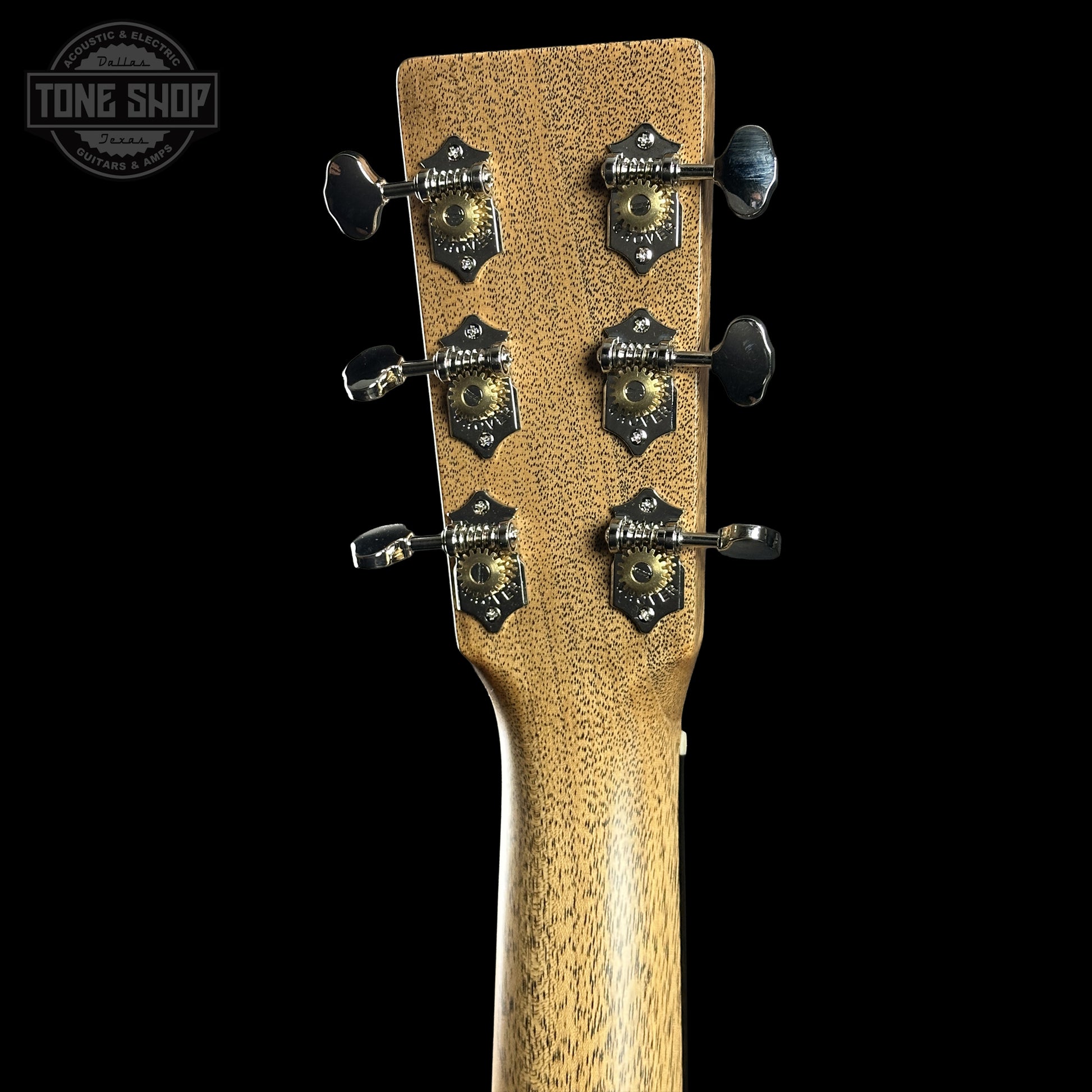 Back of Martin Custom Shop Dread Factory Exclusive Sitka Black Walnut 2951341 headstock.