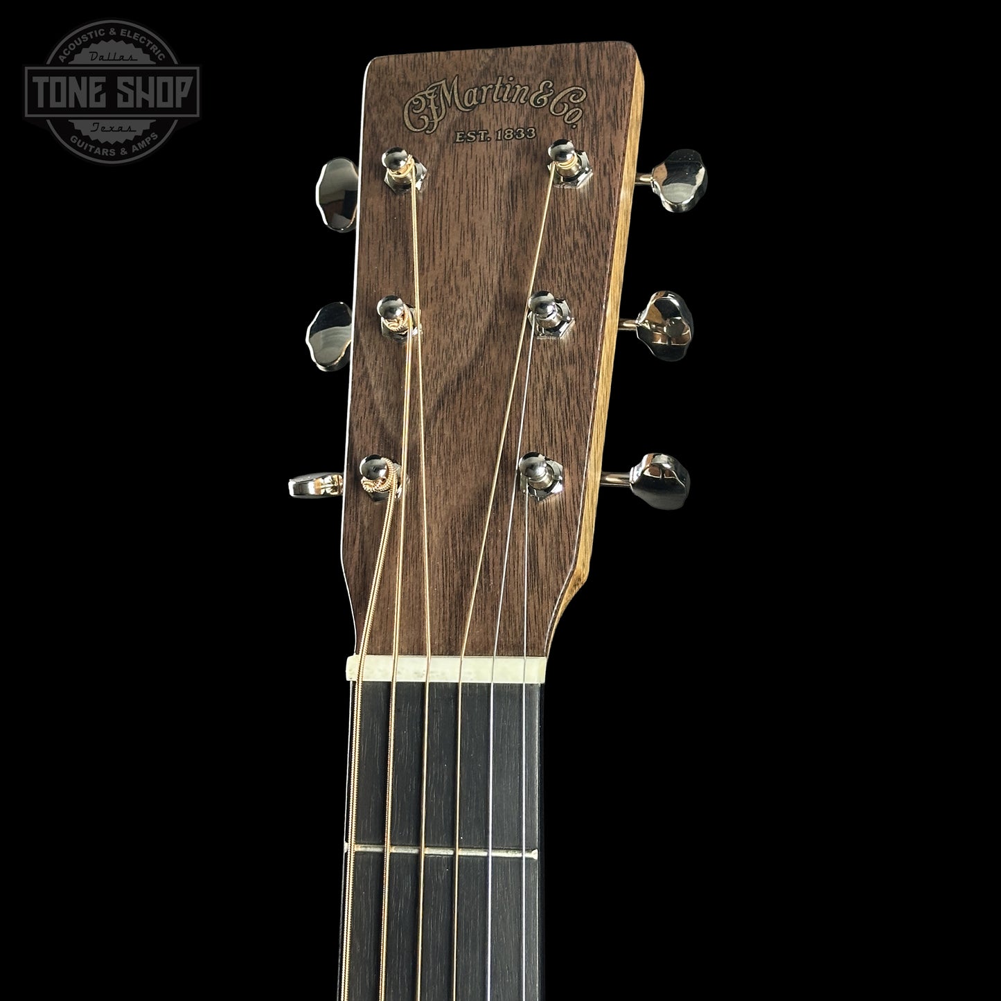 Headstock of Martin Custom Shop Dread Factory Exclusive Sitka Black Walnut 2951341.