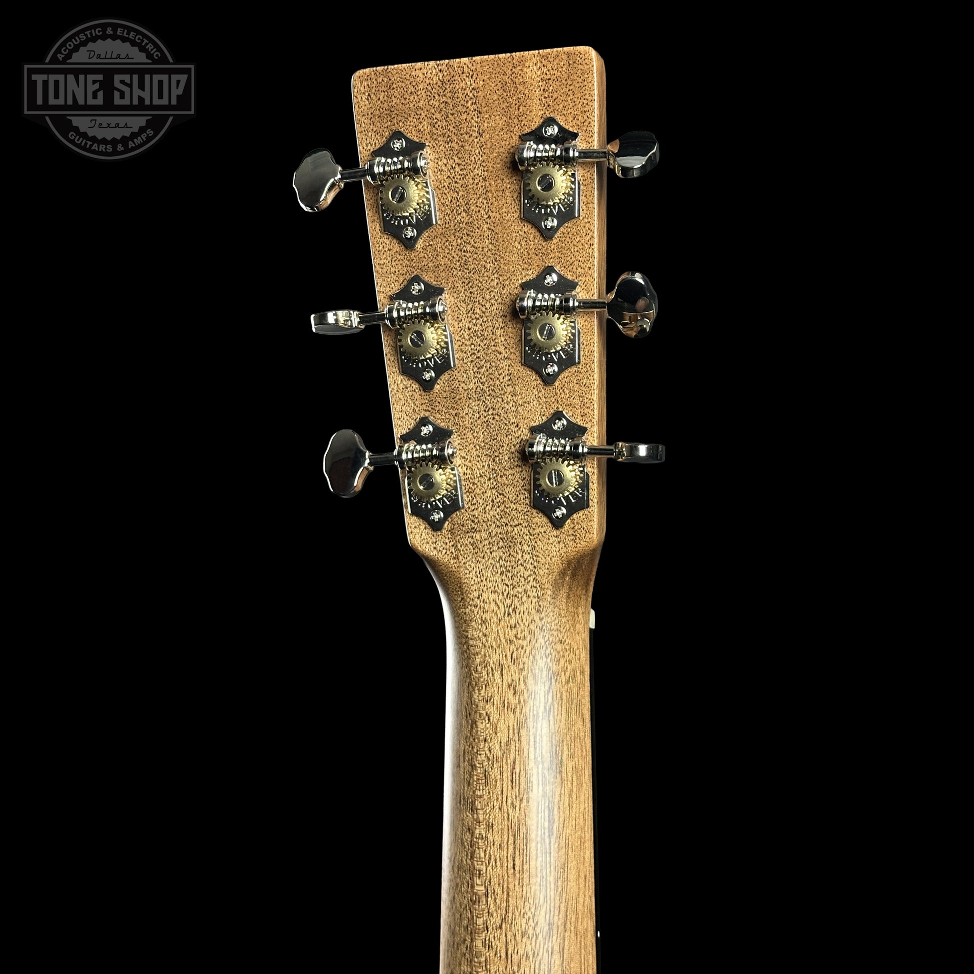 Back of Martin Custom Shop Dread Factory Exclusive Sitka Black Walnut 2951342 headstock.