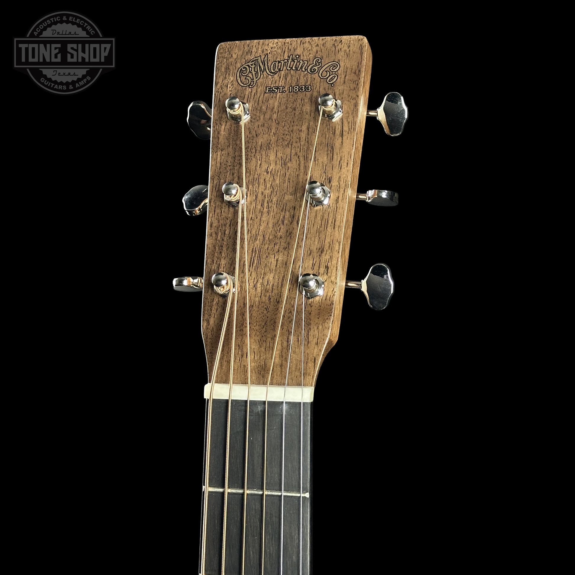 Headstock of Martin Custom Shop Dread Factory Exclusive Sitka Black Walnut 2951342.