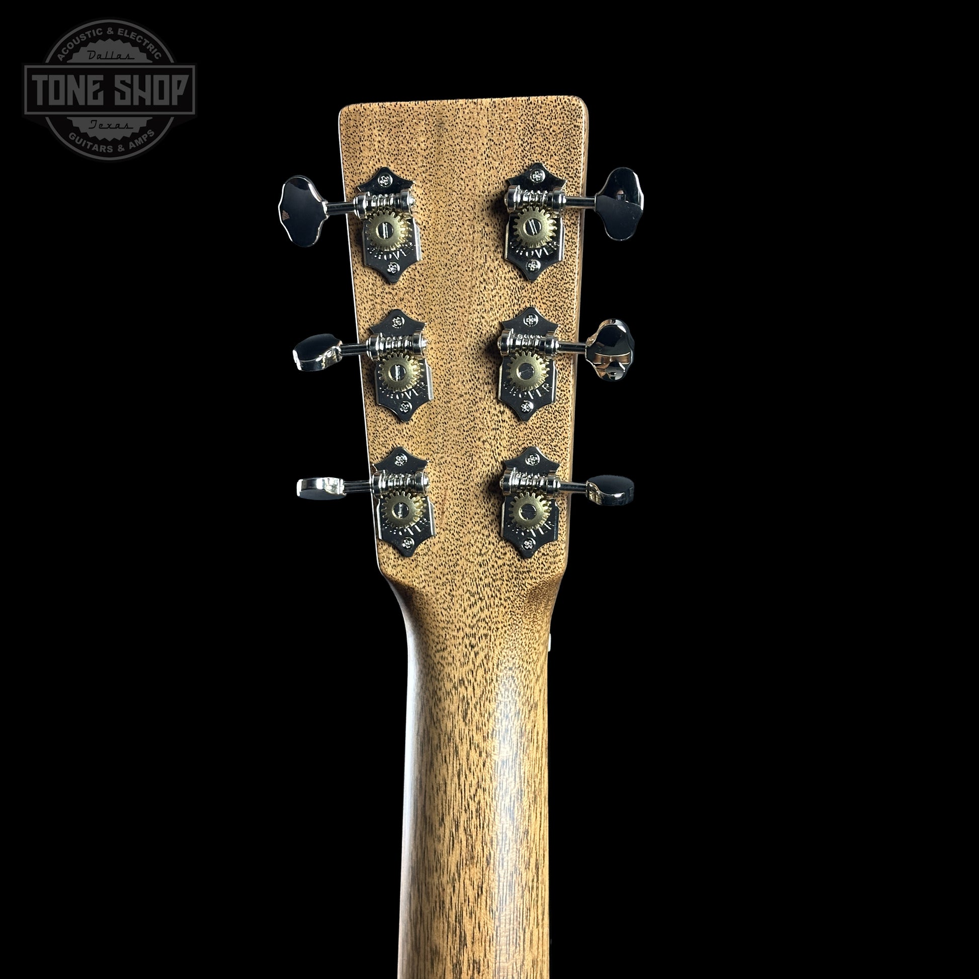 Back of Martin Custom Shop Dread Factory Exclusive Sitka Black Walnut 2953374 headstock.