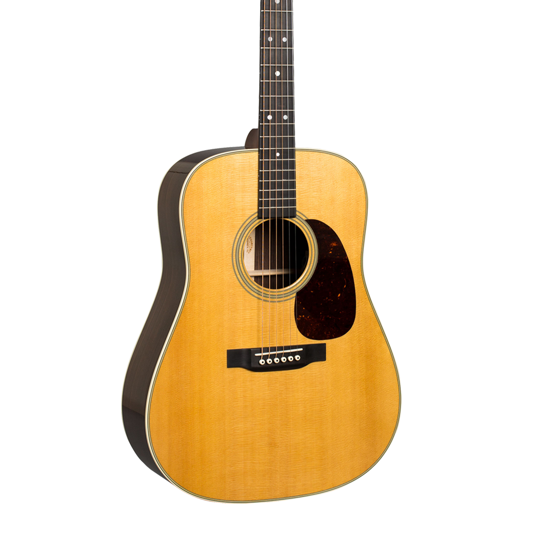 Front of Martin D-28 Natural.