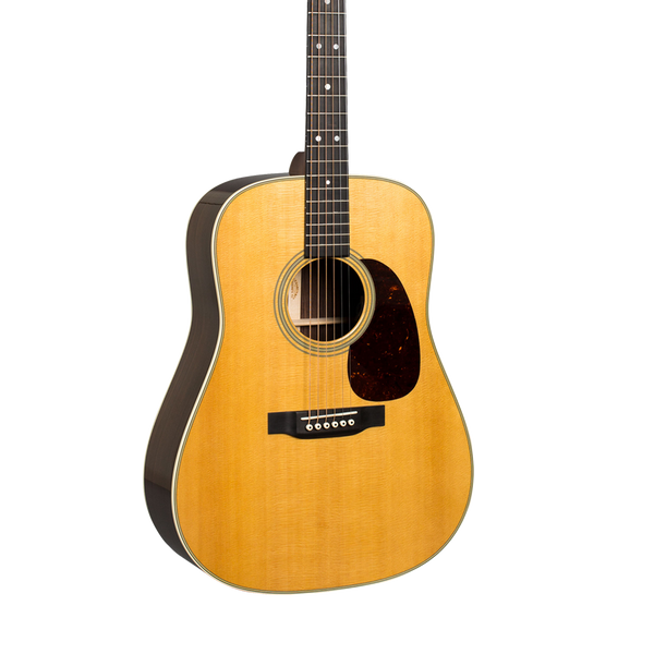 Front of Martin D-28 Natural.
