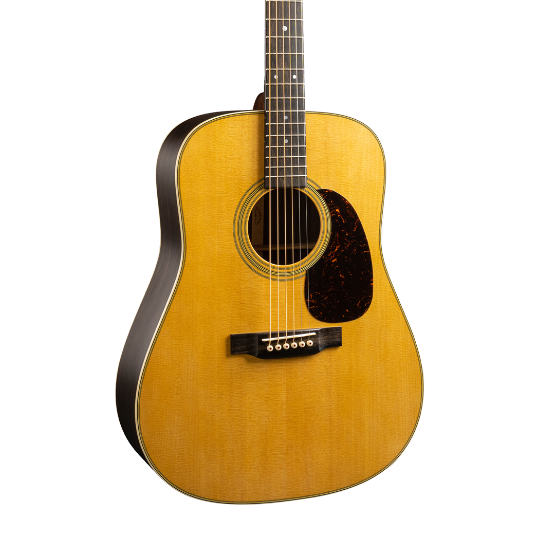 Front of Martin D-28 Satin Natural.