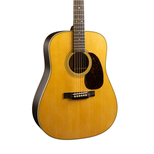 Front of Martin D-28 Satin Natural.