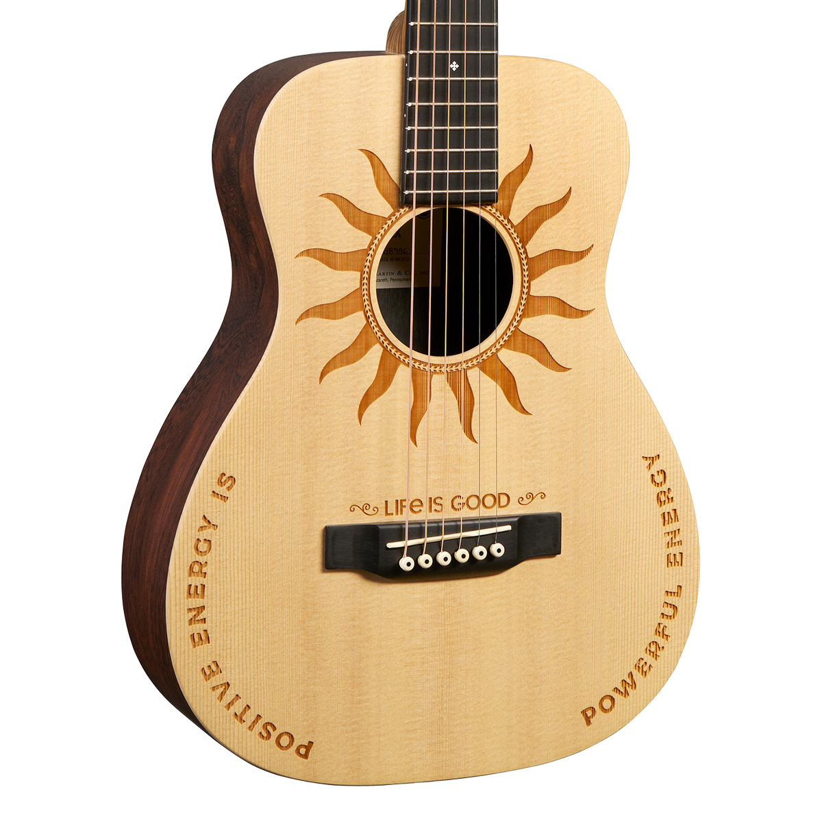 Front of Martin LX2 Life is Good.