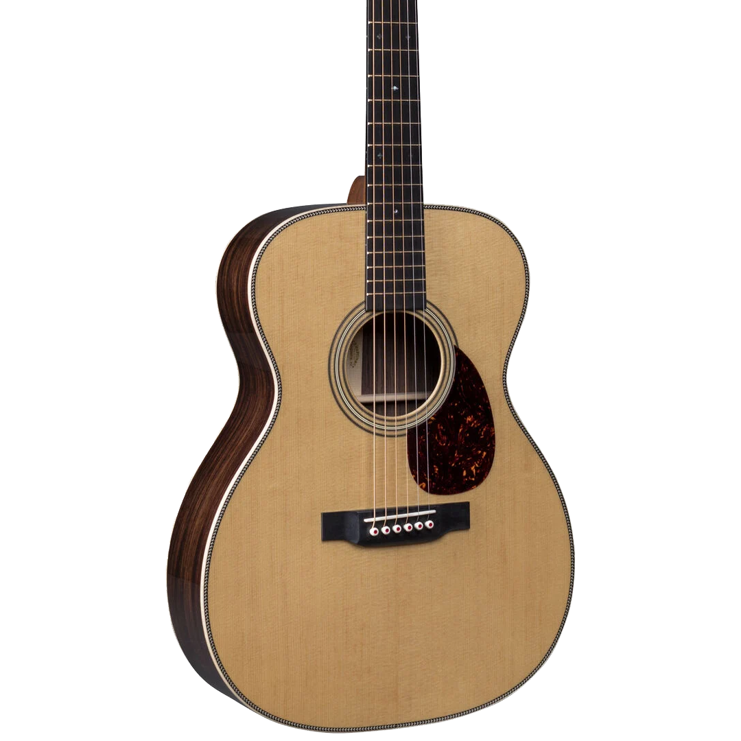 Front of Martin OM-28E LRB Modern Deluxe w/LR Baggs.