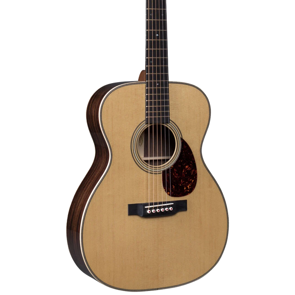 Front of Martin OM-28E LRB Modern Deluxe w/LR Baggs.