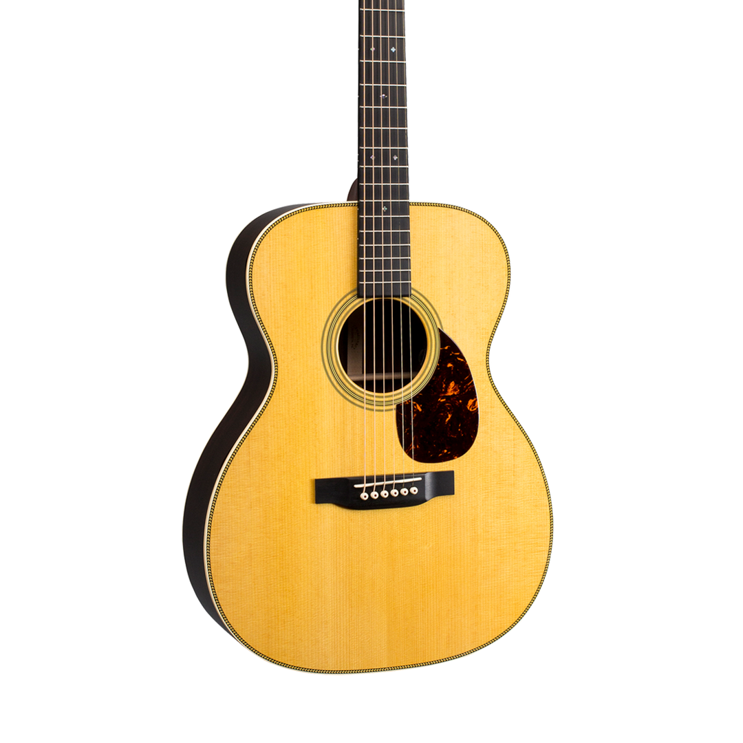 Front of Martin OM-28E Natural.