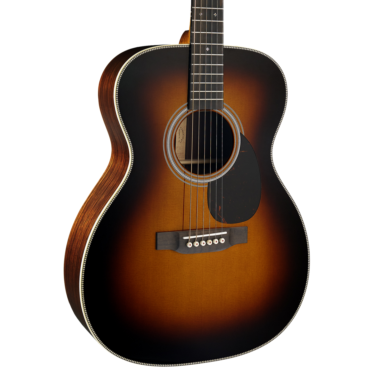 Front of Martin OM-28 Sunburst.