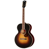 Full frontal of Gibson J-185 Century 12-Fret Vintage Sunburst.