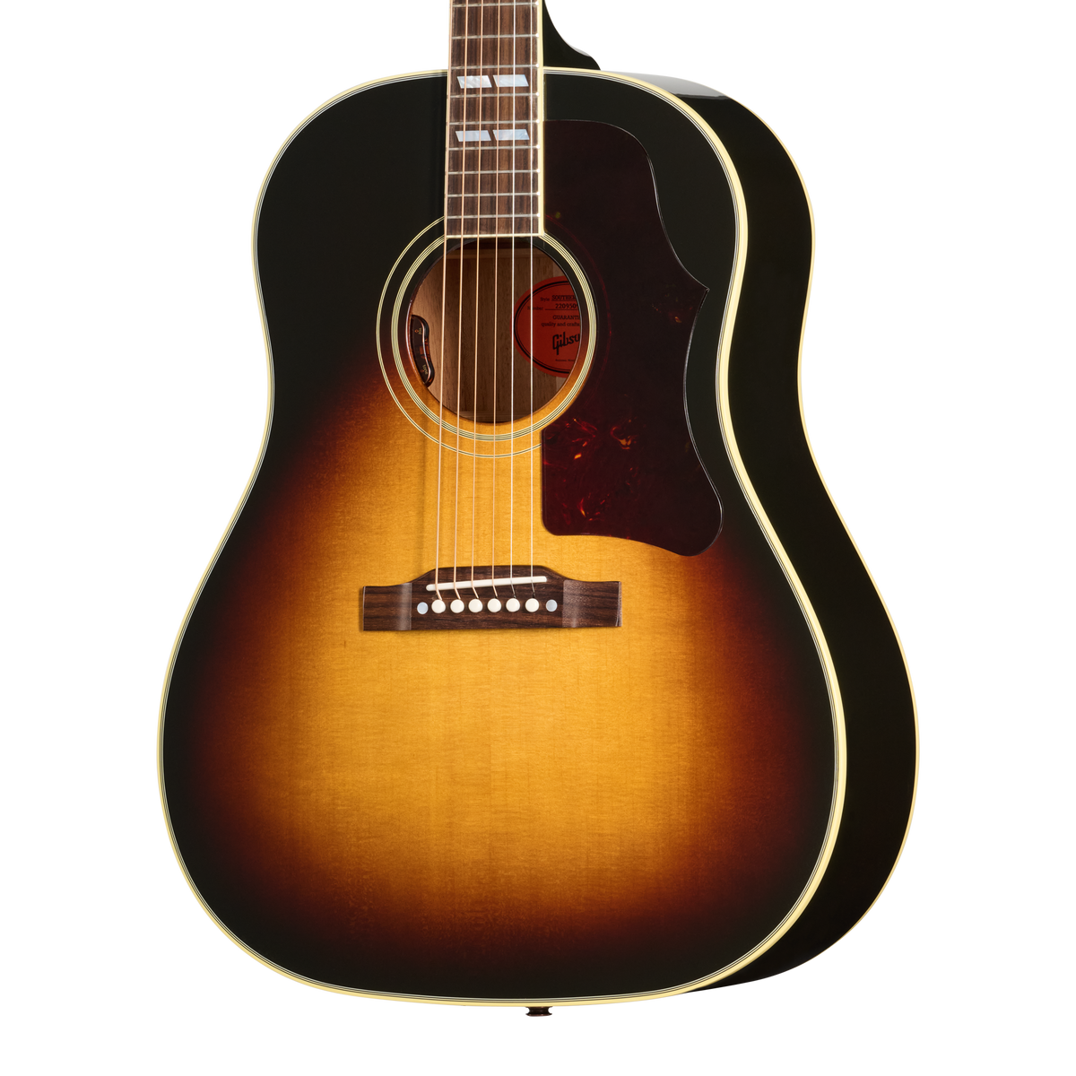 Front of Gibson Acoustic Southern Jumbo Original Vintage Sunburst LR Baggs Hi-Fi DNA.
