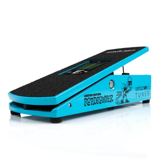 Front right angle of Ernie Ball VPJR Limited Edition Roadrunner Volume Pedal Junior Tuner.