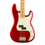 A red electric bass guitar with a cream pickguard and a natural maple neck, shown against a plain white background.