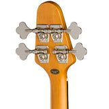 Back of headstock of Epiphone Mike Dirnt Grabber G 3 Bass Silverburst w/case