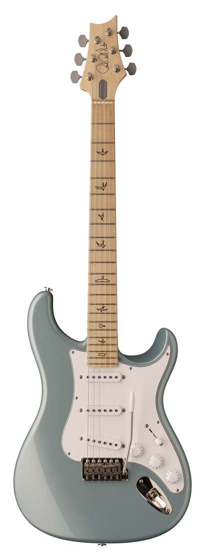 Full frontal of PRS Paul Reed Smith John Mayer Silver Sky Maple Polar Blue.
