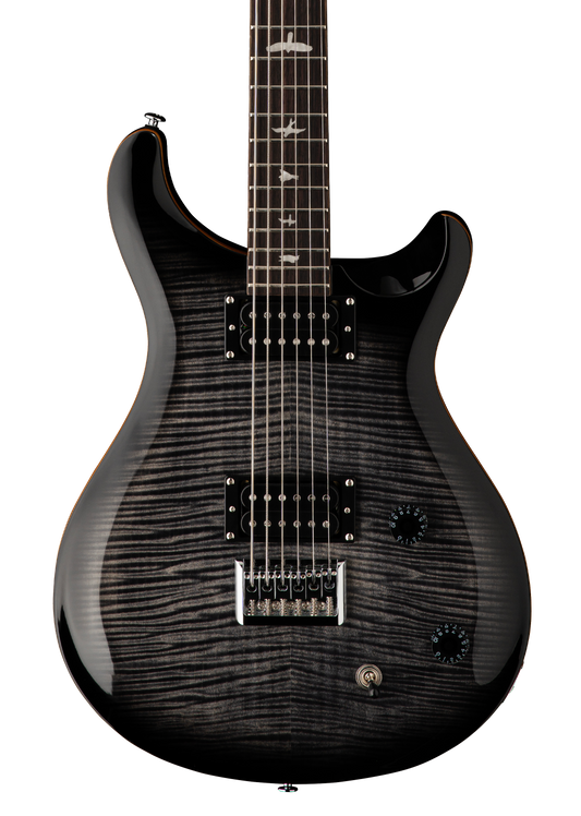 Front of PRS Paul Reed Smith SE 277 Baritone Charcoal Burst.