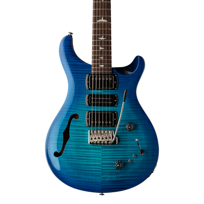 Front of PRS Paul Reed Smith SE Special Semi-Hollow Lake Blue.
