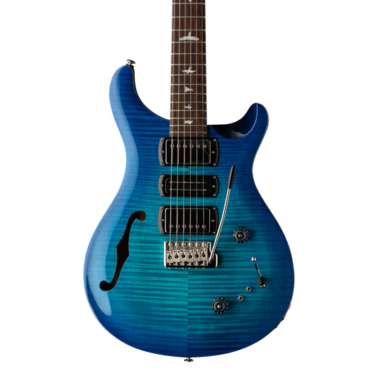 Front of PRS Paul Reed Smith SE Special Semi-Hollow Lake Blue.