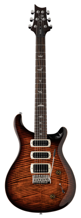 Full frontal of PRS Paul Reed Smith SE Studio Orange Tiger Smokeburst.