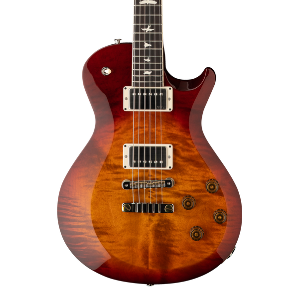 Front of PRS S2 McCarty 594 Singlecut Dark Cherry Sunburst.
