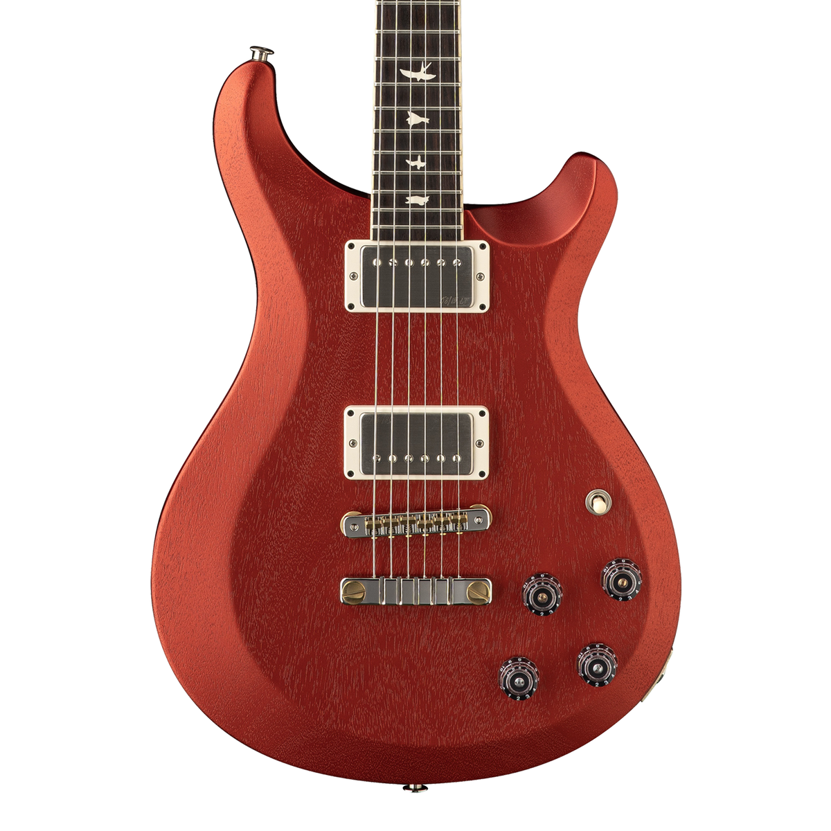 Front of PRS S2 McCarty 594 Thinline Standard Satin Red Apple Metallic.
