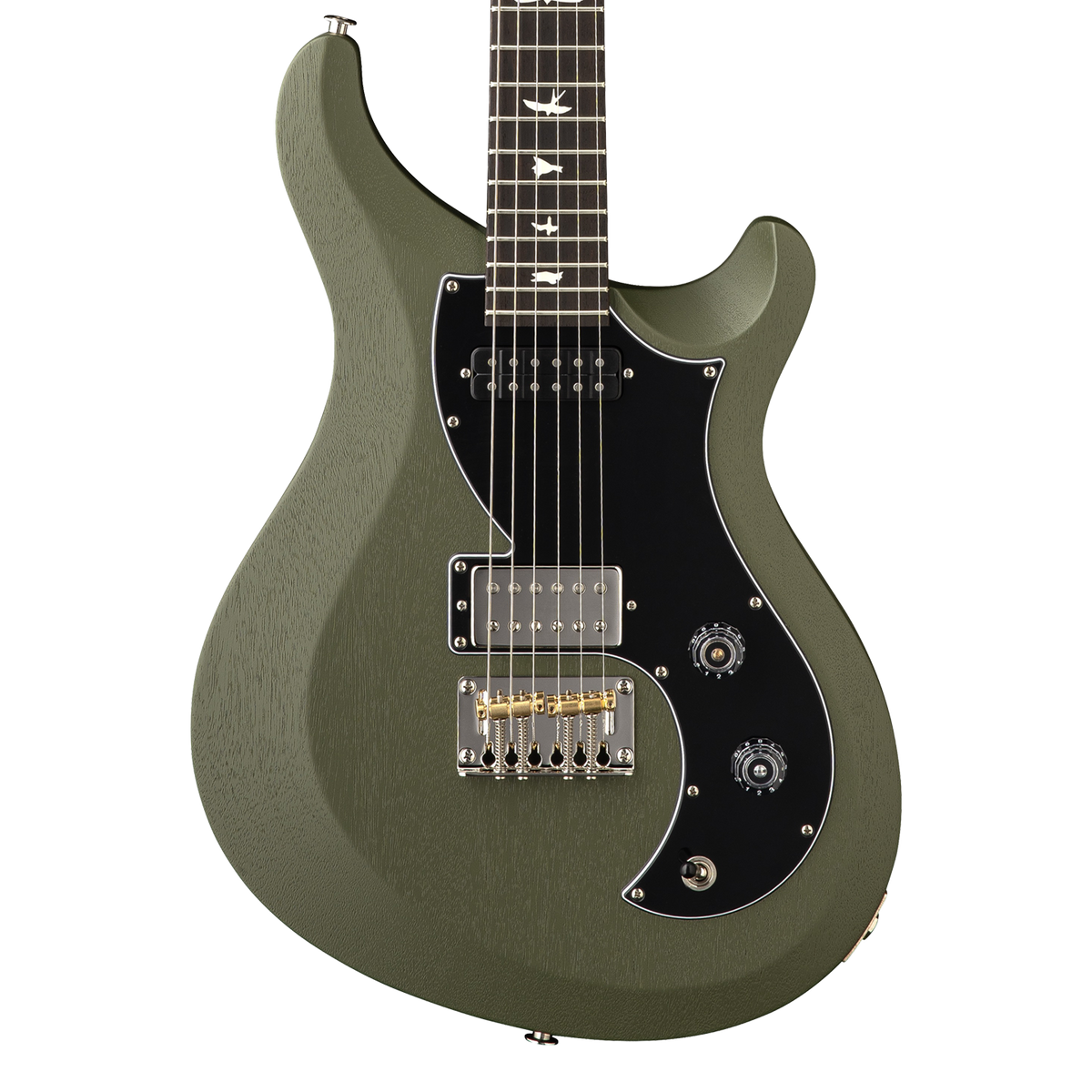 Front of PRS S2 Vela Satin Matcha Green.