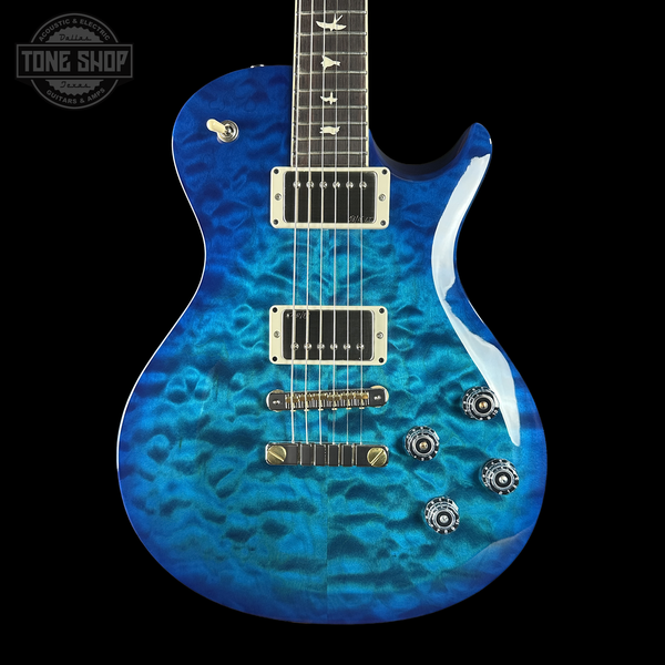 Front of PRS S2 Wood Library McCarty 594 Singlecut Quilt Lake Blue S2083715.
