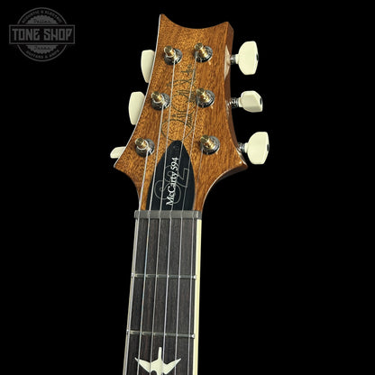 Headstock of PRS S2 Wood Library McCarty 594 Singlecut Quilt Livingston Lemondrop.