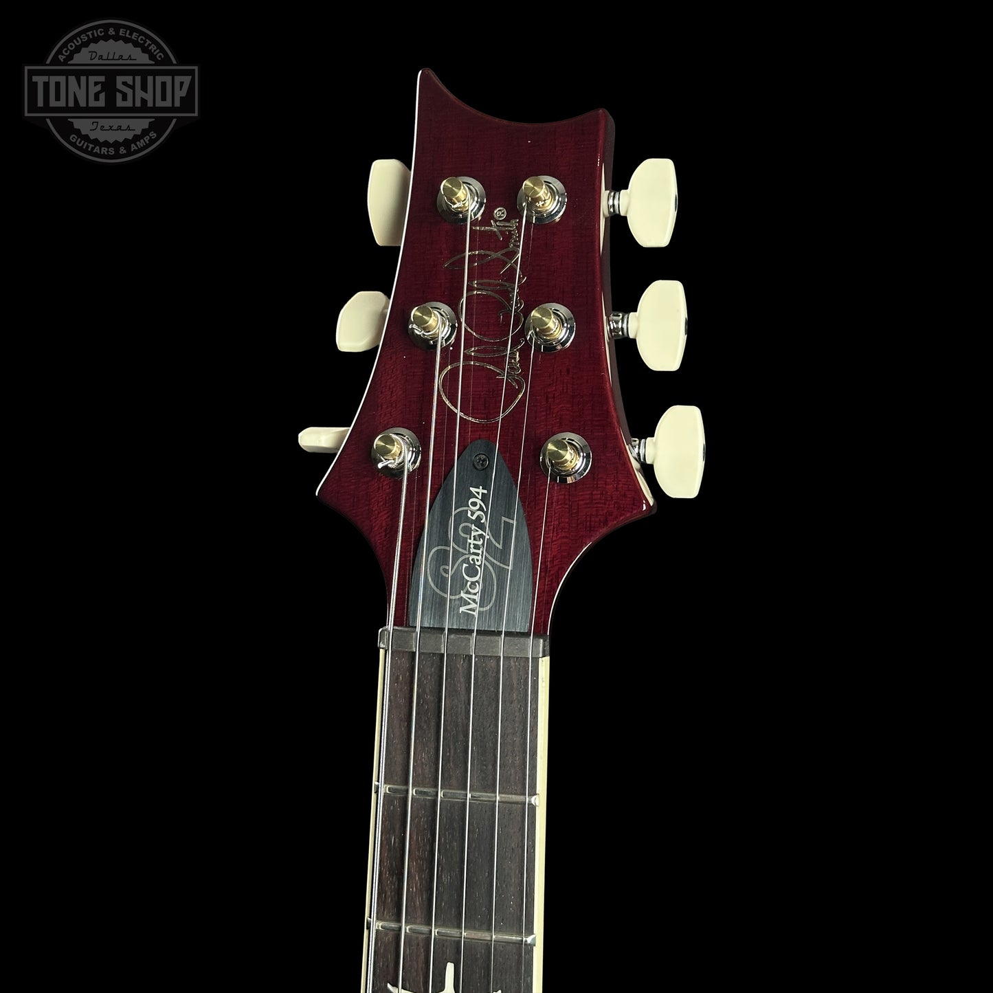 Headstock of PRS S2 Wood Library McCarty 594 Singlecut Quilt Purple S2083399.