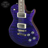 Front right angle of PRS S2 Wood Library McCarty 594 Singlecut Quilt Purple body.