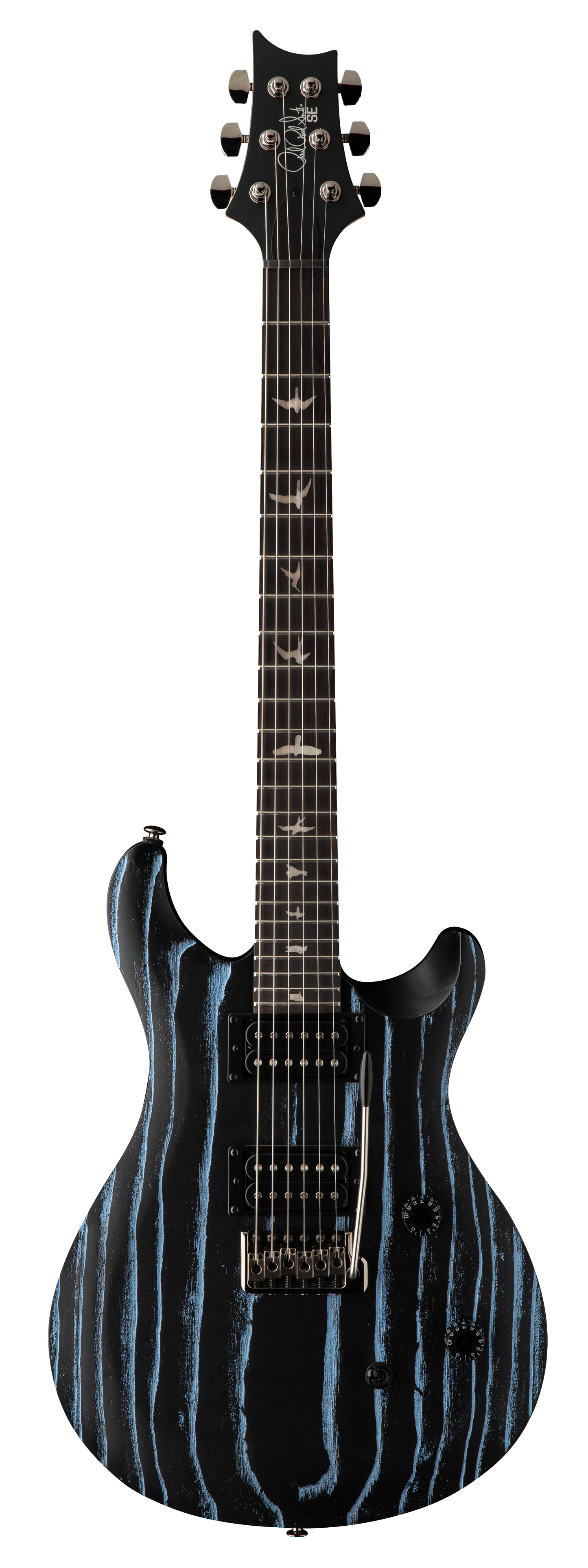 Full frontal of PRS SE CE 24 LTD Sandblasted Blue.