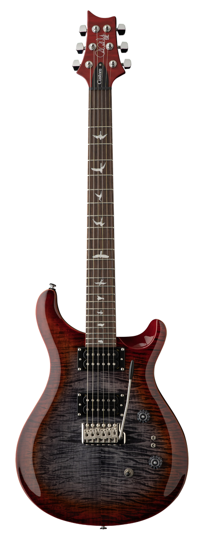 Full frontal of PRS SE Custom 24-08 Charcoal Cherry Burst.