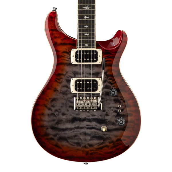 Full frontal of PRS SE Custom 24-08 Quilt Charcoal Cherry Burst.