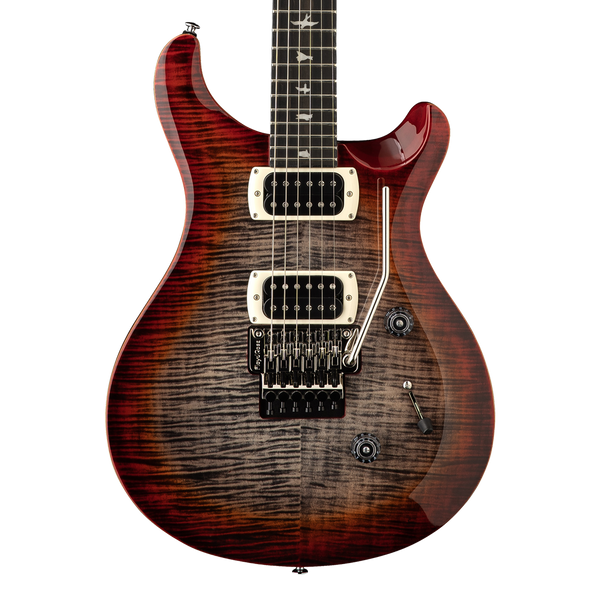 Front of PRS SE Custom 24 Floyd Charcoal Cherry Burst.