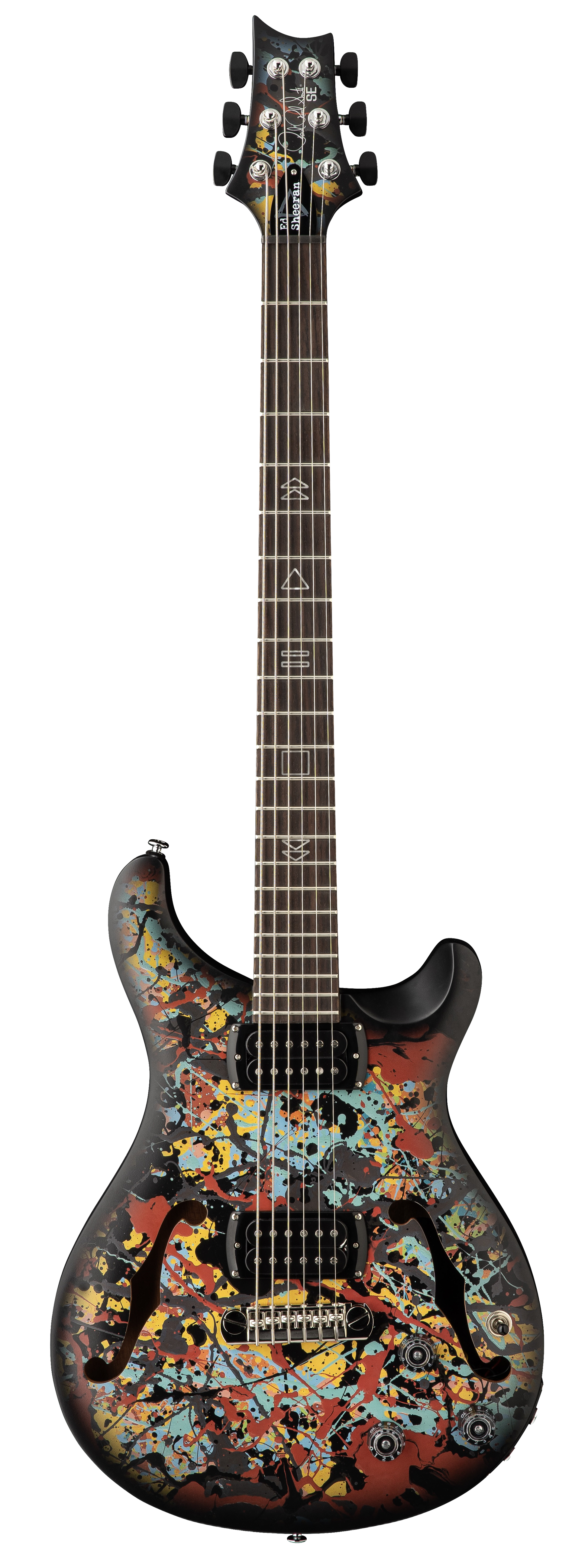 Full frontal of PRS SE ES Ed Sheeran Cosmic Splash Hollowbody I Baritone.