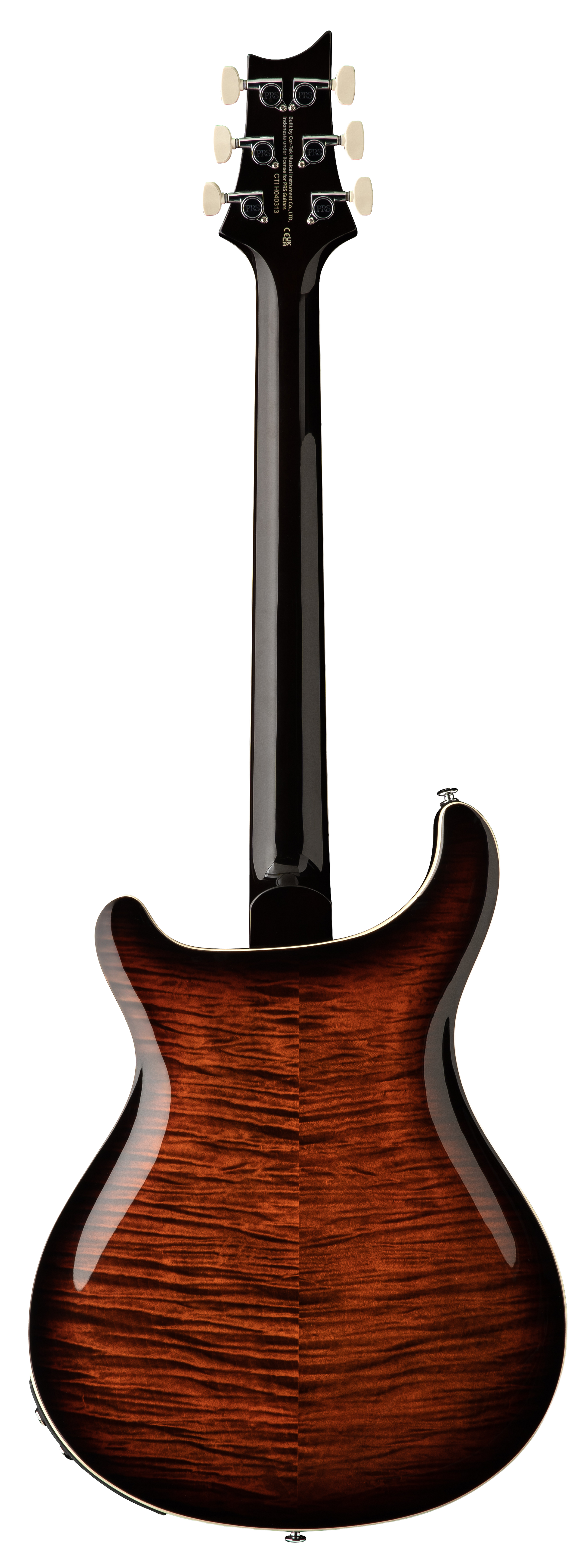Back of PRS SE Hollowbody II Piezo Orange Tiger Smokeburst.