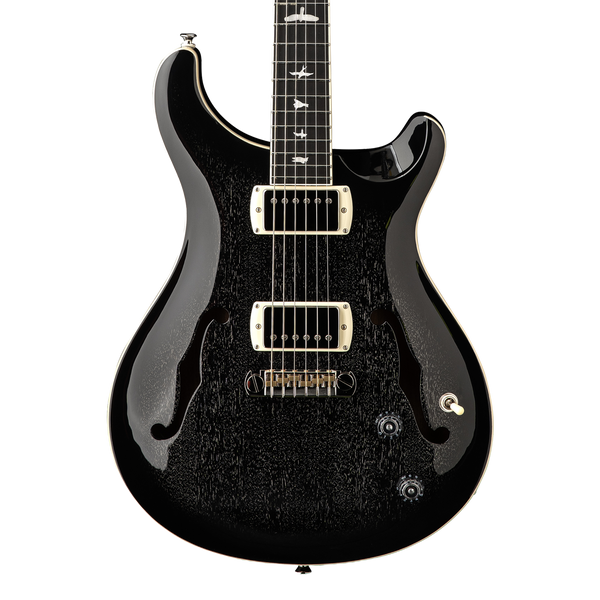 Front of PRS SE Hollowbody Standard Dog Hair Smokeburst.